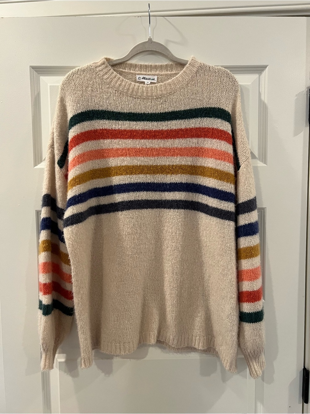 Macaron Rainbow Stripe Angora Blend Oversized Sweater Medium - Picture 7 of 10